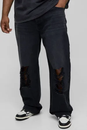 Boohoo Plus Straight Ripped Rigid Jeans - - 42