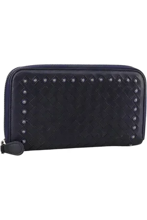 Bottega Veneta Preloved Intrecciato Leather Zip Wallet Studded Women - - One Size