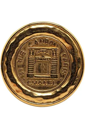 CHANEL Preloved 31 Rue Cambon Gold Medallion Brooch Women Brooches - - One Size