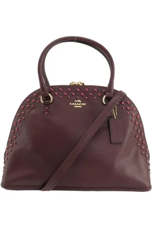 Coach Preloved Mini Dome Studded Leather Satchel Women - Burgundy Handbags - - One Size