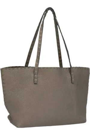 Fendi Preloved Peekaboo Tote Bag Beige Leather Women - Handbags - One Size