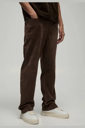 Boohoo Fixed Waist Straight Leg Heavyweight Suede Trousers - - 32R