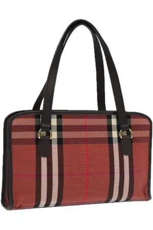 Burberry Preloved Red Plaid TopHandle Handbag Women - Multicolour - One Size