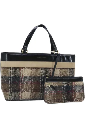 Burberry Preloved Tweed Plaid Tote with Patent Leather Trim Women - Multicolour - One Size