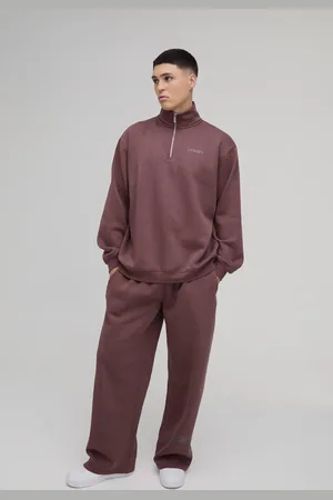 Boohoo Oversized Boxy Man Funnel Zip Neck Tracksuit - - XL