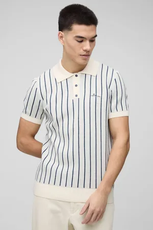 Boohoo Regular Fit Short Sleeve Striped Knitted Polo - - M