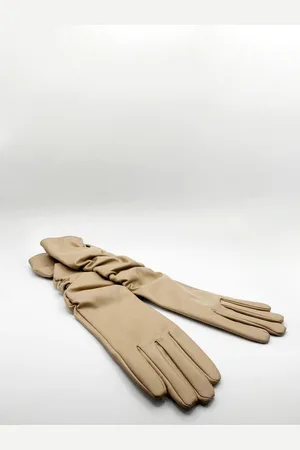 SVNX Womens PU Leather Rouched Gloves - - One Size