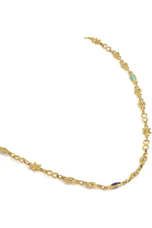 Céline Preloved Gold Chain Necklace Enamel Accents Women - - One Size