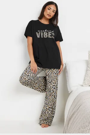 PixieGirl Womens Petite Leopard Print Slogan Pyjama Set - - 10-12