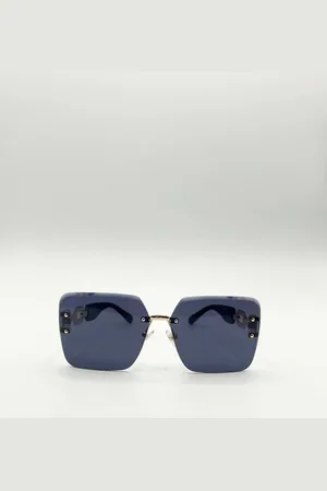 SVNX Womens Rimless Oversized Square Sunglassses in Gold - One Size