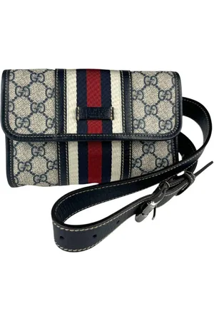 Gucci Preloved GG Supreme Belt Bag Webbing Detail Unisex - Clutch Bags - One Size