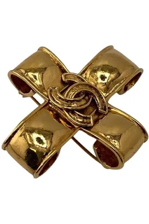 CHANEL Preloved Bow Brooch Gold Women Brooches - - One Size