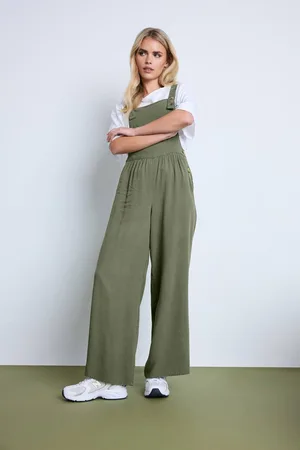 PixieGirl Womens Petite Acid Wash Wide Leg Dungarees - - 10