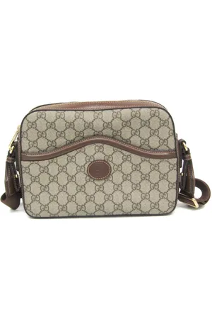 Gucci Preloved GG Supreme Camera Bag BeigeEbony Unisex Shoulder Bags - One Size