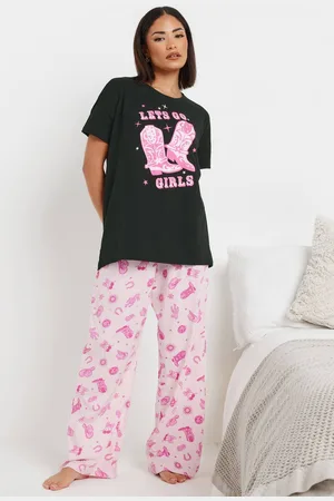 PixieGirl Womens Petite Cowboy Slogan Pyjama Set - - 12-14
