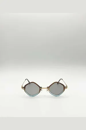 SVNX Diamond Shape Sunglasses in Brown Blue - - One Size