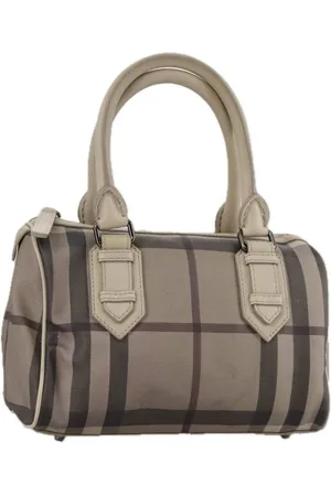 Burberry Preloved Beige Check Pattern Satchel Handbag Women - - One Size
