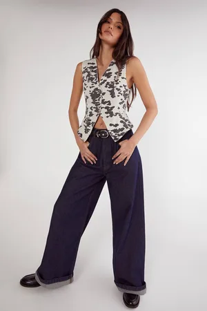 NASTY GAL Womens Denim Dalmatian Print Longline Waistcoat - - 18