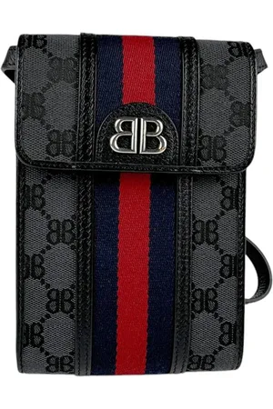 Balenciaga Preloved Hourglass XS Phone Case Black Canvas Unisex - Shoulder - One Size