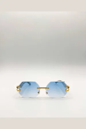 SVNX Womens Rimless Oval Geometric Sunglasses in Gold - One Size