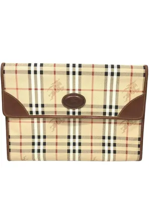 Burberry Preloved Vintage Check Clutch Equestrian Knight Unisex - Clutch - One Size