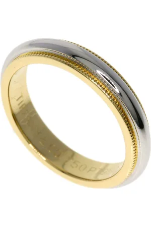 Tiffany & Co. Preloved TwoTone Millgrain Wedding Band Women - Silver Rings - - One Size