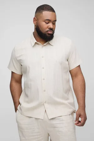 Boohoo Plus Linen Regular Fit Short Sleeve Shirt - - XXXL