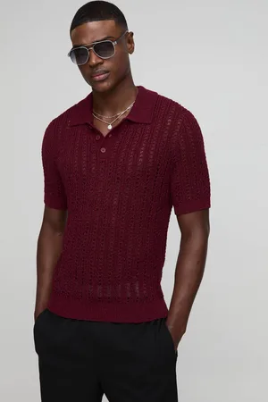 Boohoo Slim Fit Open Stitch Short Sleeve Knitted Polo - - M