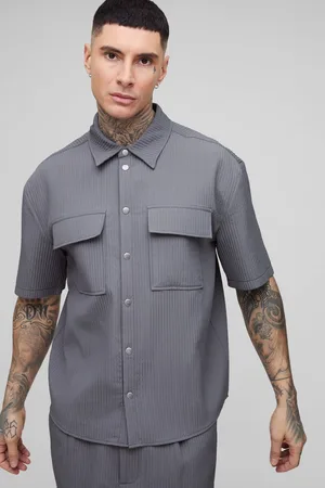 Boohoo Tall Technical Pleated Oversized Short Sleeve Shirt - - XXL