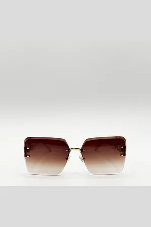 SVNX Womens Rimless Oversized Square Sunglassses in Gold - One Size