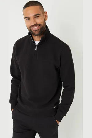 Threadbare Textured Quarter Zip Sweatshirt - - L