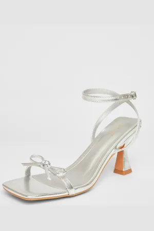 Quiz Womens Silver Bow Detail Heels - - 4
