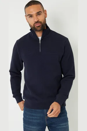 Threadbare Textured Quarter Zip Sweatshirt - - L