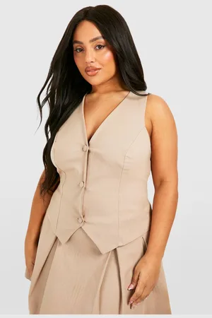 Boohoo Womens Plus Pinstripe Button Front Waistcoat - - 24