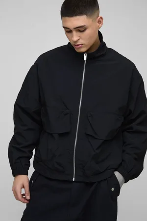 Boohoo Oversized Boxy Crinkle Nylon Combat Track Jacket - - M