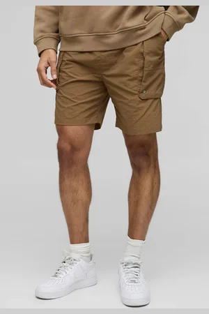 Boohoo Elasticated Waist Relaxed Crinkle Nylon Cargo Shorts - - L