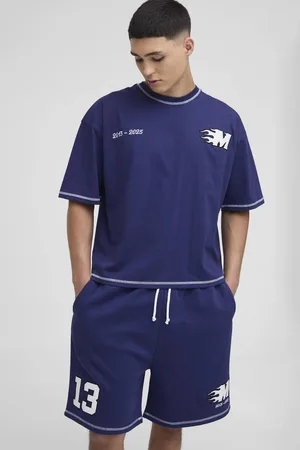 Boohoo Oversized Boxy Applique Drop Crotch T-Shirt & Short Set - - M