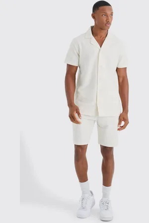 Boohoo Short Sleeve Ottoman Jersey Regular Fit Shirt And Short Set - - XS
