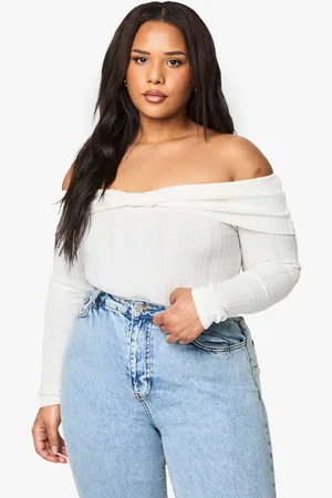 Boohoo Womens PLUS BARDOT TWIST KNOT DETAIL BODYSUIT - - 26