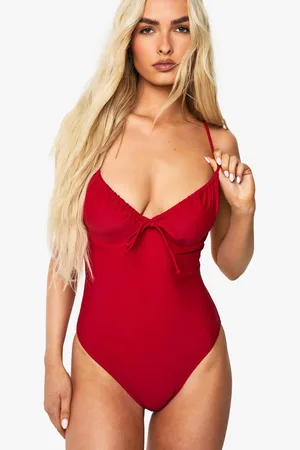 Boohoo Womens Swimwear Essentials Fuller Bust Underwired Swimsuit - 14
