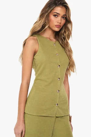 Boohoo Womens Textured Button Through Waistcoat - - 16