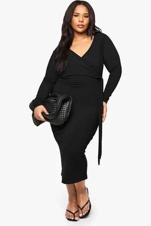 Boohoo Womens plus rib wrap midi dress - - 26