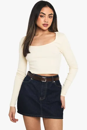 Boohoo Womens Basics Scoop Neck Long Sleeve Top - - 14
