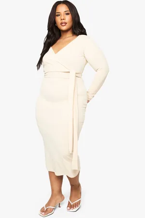 Boohoo Womens plus rib wrap midi dress - - 20