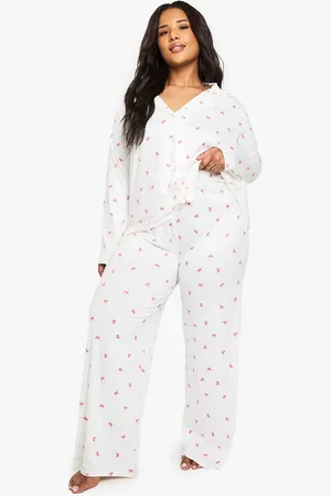 Boohoo Womens Plus Bow Print Trouser PJ Set - - 20
