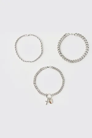 Boohoo 3 Pack Bracelets In Silver - - One Size