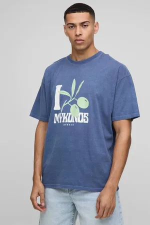 Boohoo Oversized Mykonos Washed Printed T-Shirt - - XS