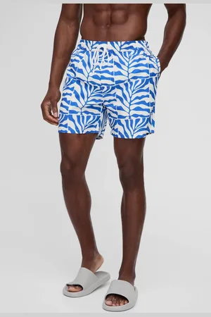 Boohoo Mid Length Palm Print Swim Short - - XL