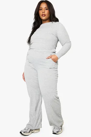 Boohoo Womens Plus Rib Top & Trouser Lounge Set - - 18