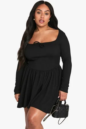 Boohoo Womens plus rib bow detail skater dress - - 20